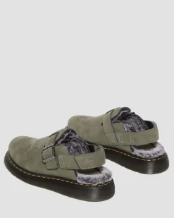 Mules Jorge II en fourrure synthétique in Nickel Grey