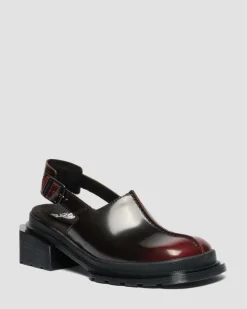 Mules Maybole en cuir Rub Off à bouts carrés in Rouge Cherry Red