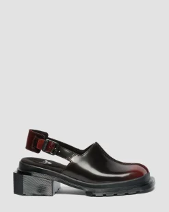 Mules Maybole en cuir Rub Off à bouts carrés in Rouge Cherry Red