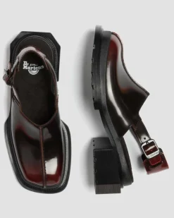 Mules Maybole en cuir Rub Off à bouts carrés in Rouge Cherry Red
