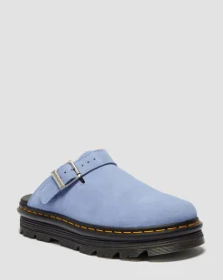 Mules plateformes Zebzag en daim à brides in Bleu Bleuet