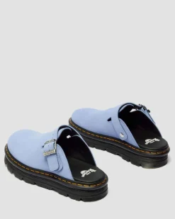 Mules plateformes Zebzag en daim à brides in Bleu Bleuet