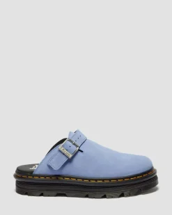 Mules plateformes Zebzag en daim à brides in Bleu Bleuet