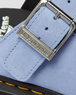 Mules plateformes Zebzag en daim à brides in Bleu Bleuet
