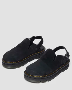 Mules plateformes Zebzag en daim à brides in Noir