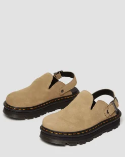 Mules plateformes Zebzag en daim à brides in Tan