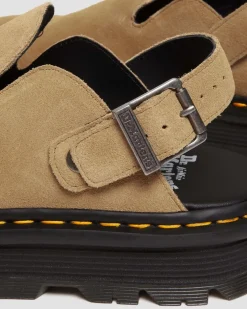 Mules plateformes Zebzag en daim à brides in Tan