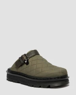 Mules plateformes Zebzag en Quilted Canvas in Vert Olive Doc's