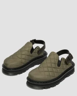 Mules plateformes Zebzag en Quilted Canvas in Vert Olive Doc's