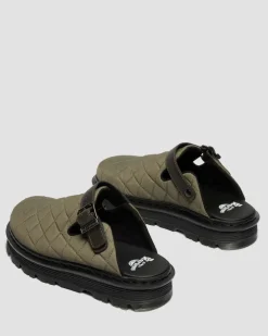 Mules plateformes Zebzag en Quilted Canvas in Vert Olive Doc's