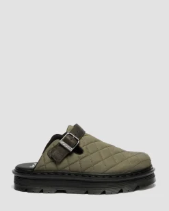 Mules plateformes Zebzag en Quilted Canvas in Vert Olive Doc's