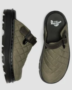 Mules plateformes Zebzag en Quilted Canvas in Vert Olive Doc's