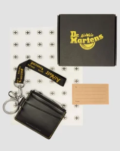 Porte-cartes en cuir Kiev avec anneau in Noir