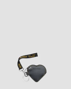 Porte-monnaie en forme de cœur en cuir avec anneau in Noir