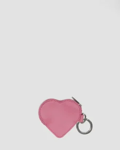 Porte-monnaie en forme de cœur en cuir avec anneau in Rose Doc's