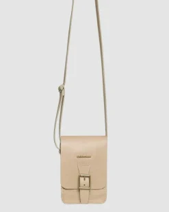 Sac bandoulière vertical en cuir Carrara in Beige