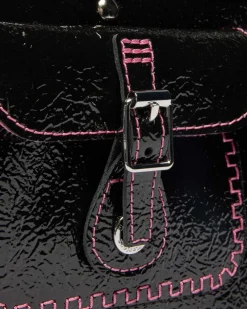 Sac en cuir Distressed Patent à anses supérieures in Noir