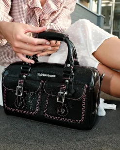 Sac en cuir Distressed Patent à anses supérieures in Noir