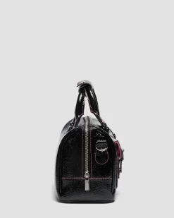 Sac en cuir Distressed Patent à anses supérieures in Noir