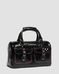 Sac en cuir Distressed Patent à anses supérieures in Noir