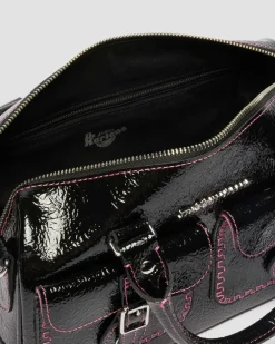 Sac en cuir Distressed Patent à anses supérieures in Noir