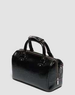 Sac en cuir Distressed Patent à anses supérieures in Noir