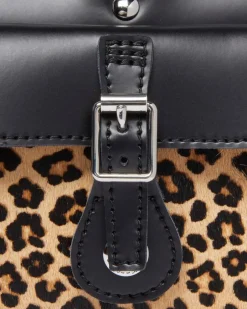 Sac en Hair-On à imprimé léopard et à anses supérieures in Noir