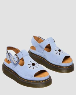 Sandales Dunnet Flower en cuir Buttersoft in Bleu Bleuet