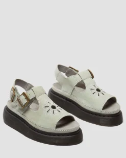 Sandales Dunnet Flower en cuir Buttersoft in Vert Sauge