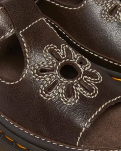 Sandales Dunnet Flower en cuir pleine fleur in Marron