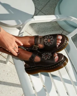 Sandales Dunnet Flower en cuir pleine fleur in Marron