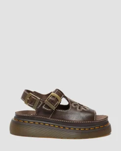 Sandales Dunnet Flower en cuir pleine fleur in Marron