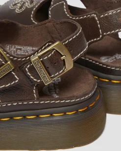 Sandales Dunnet Flower en cuir pleine fleur in Marron
