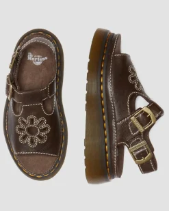 Sandales Dunnet Flower en cuir pleine fleur in Marron