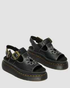 Sandales Dunnet Flower en cuir pleine fleur in Noir