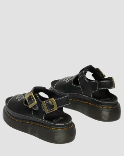 Sandales Dunnet Flower en cuir pleine fleur in Noir