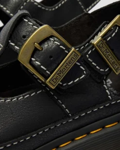 Sandales Dunnet Flower en cuir pleine fleur in Noir