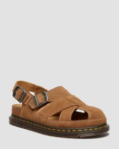 Sandales fisherman Archive en daim in Camel Naturel