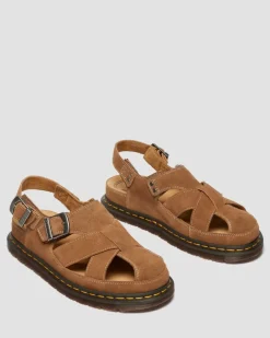 Sandales fisherman Archive en daim in Camel Naturel