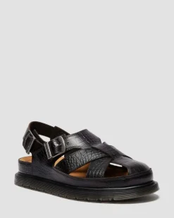 Sandales fisherman en cuir Analine crocodile in Marron Foncé