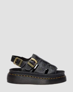 Sandales fisherman plateformes Wrenlie en cuir nappa à bouts ouverts in Noir