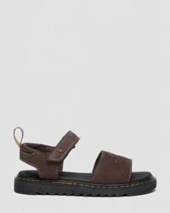 Sandales Flower en nubuck gaufré à brides pour tout-petit in Marron Foncé