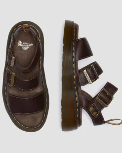 Sandales Gryphon Quad en cuir Grizzly in Marron Foncé
