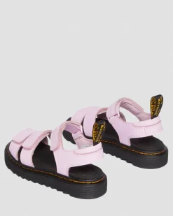 Sandales Klaire en cuir Athena à brides velcro Junior in Rose Clair