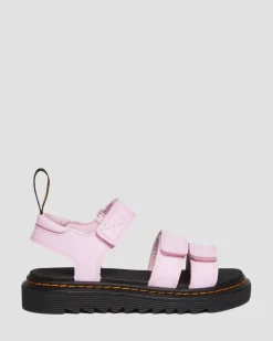 Sandales Klaire en cuir Athena à brides velcro Junior in Rose Clair