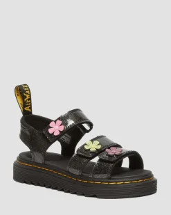 Sandales Klaire à paillettes et à bridess velcro Junior in Black