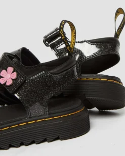 Sandales Klaire à paillettes et à bridess velcro Junior in Black