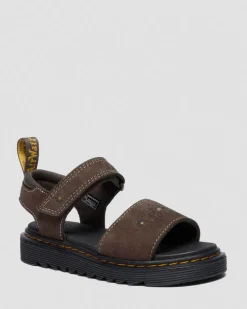 Sandales Marlowe Flower en nubuck à brides Junior in Marron Foncé