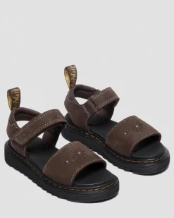 Sandales Marlowe Flower en nubuck à brides Junior in Marron Foncé