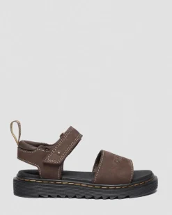 Sandales Marlowe Flower en nubuck à brides Junior in Marron Foncé